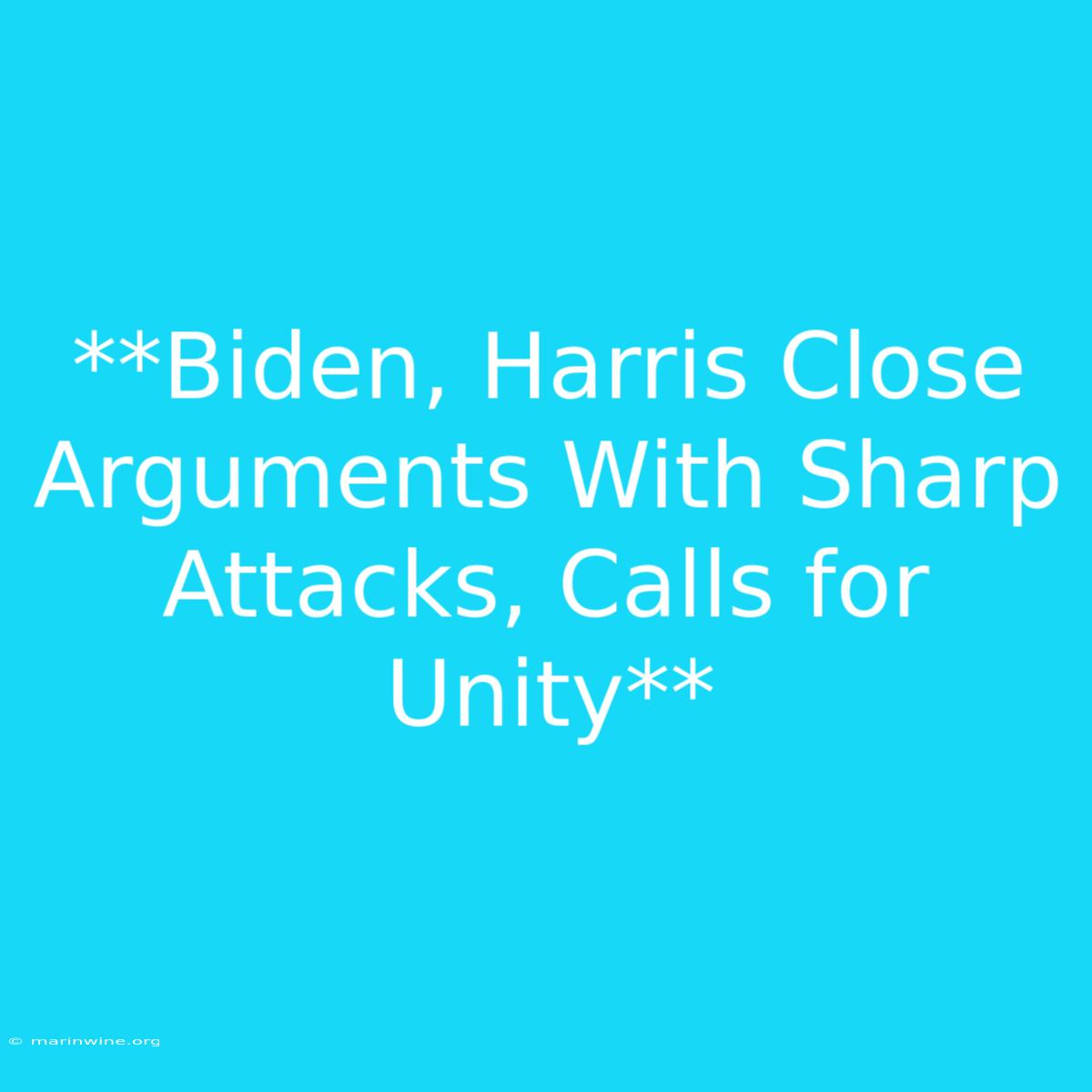 **Biden, Harris Close Arguments With Sharp Attacks, Calls For Unity**