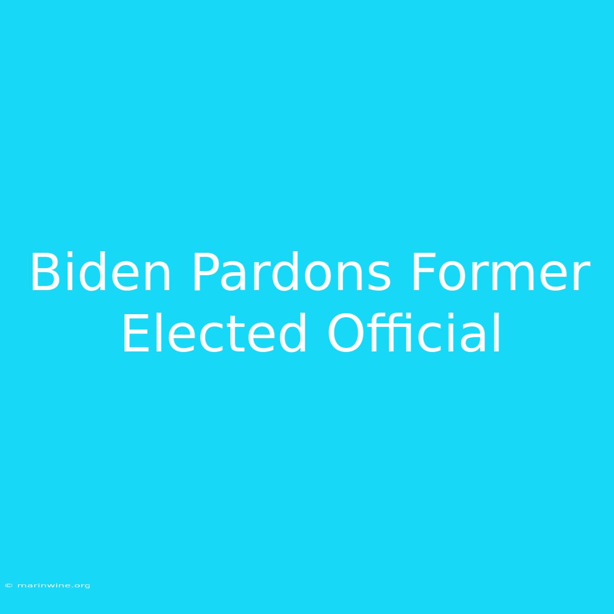 Biden Pardons Former Elected Official