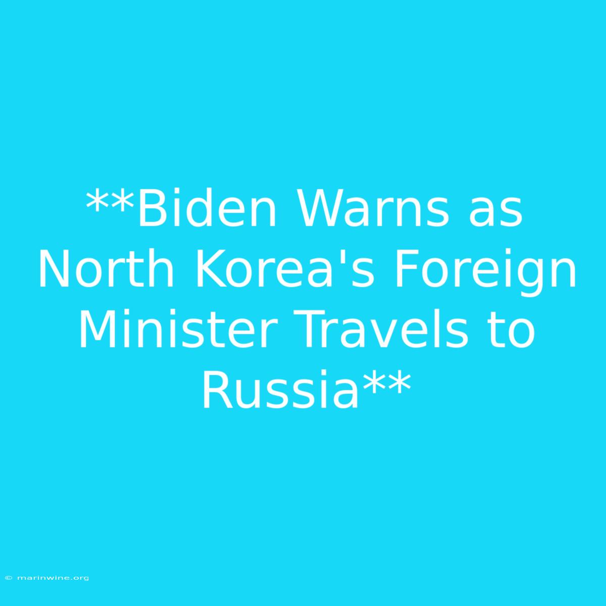 **Biden Warns As North Korea's Foreign Minister Travels To Russia**