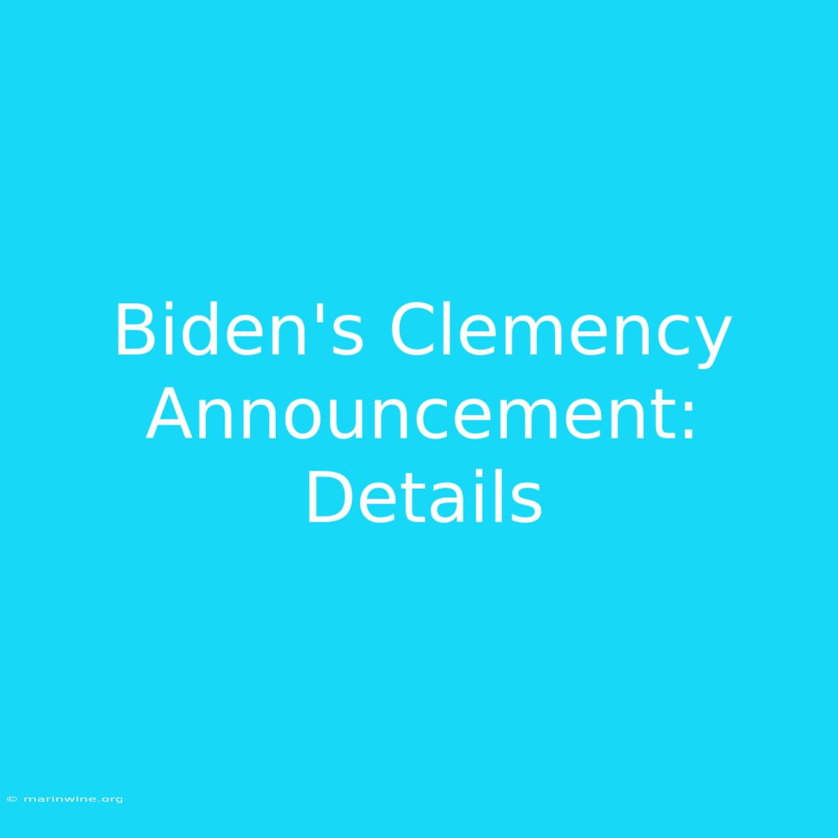 Biden's Clemency Announcement: Details