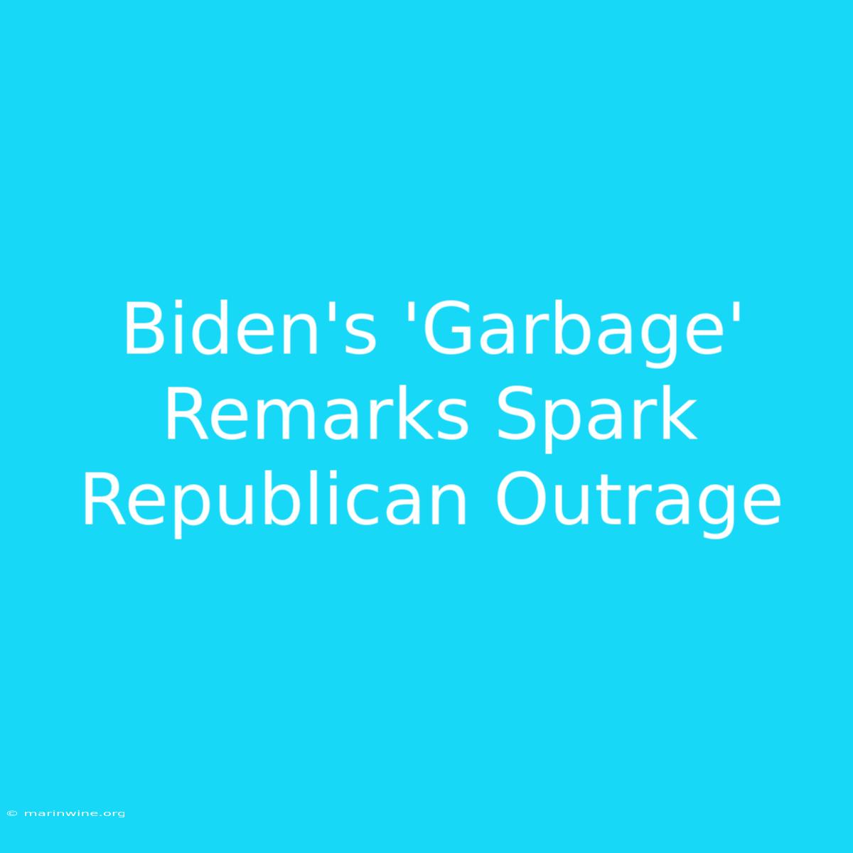 Biden's 'Garbage' Remarks Spark Republican Outrage