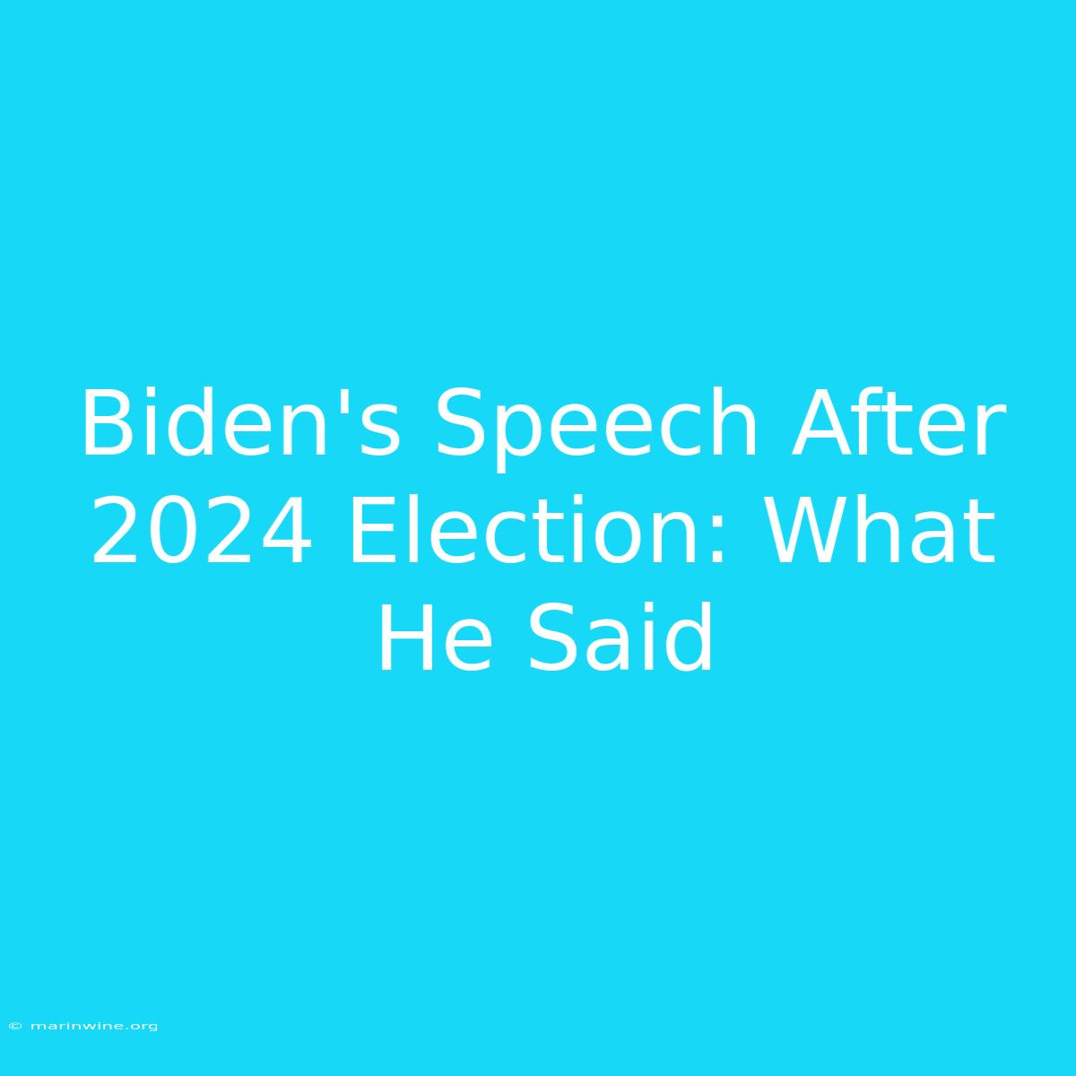 Biden's Speech After 2024 Election: What He Said