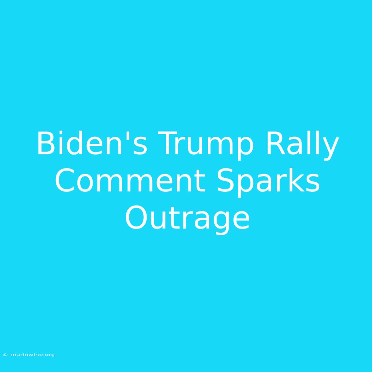 Biden's Trump Rally Comment Sparks Outrage