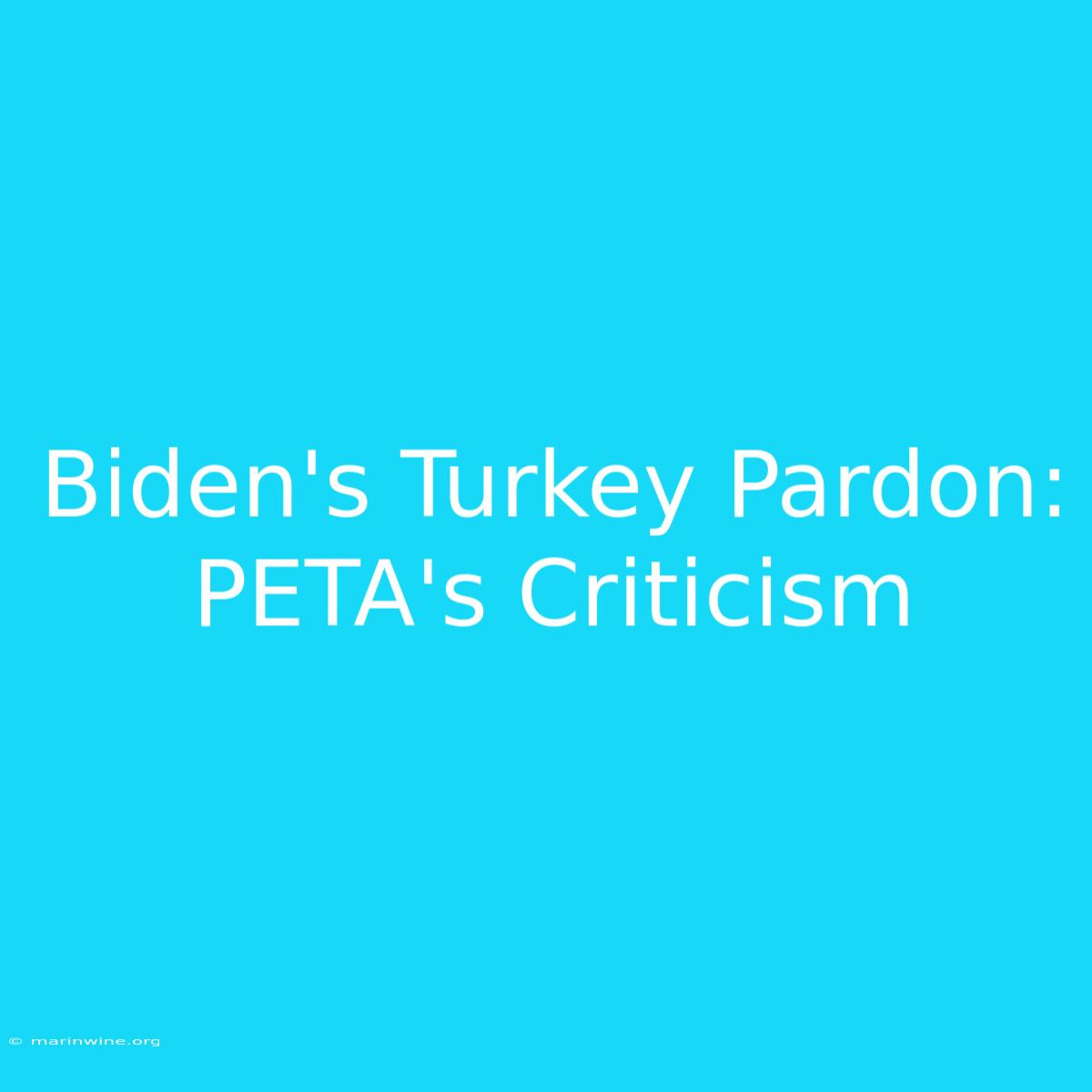 Biden's Turkey Pardon: PETA's Criticism