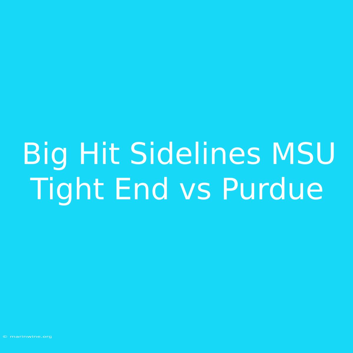 Big Hit Sidelines MSU Tight End Vs Purdue