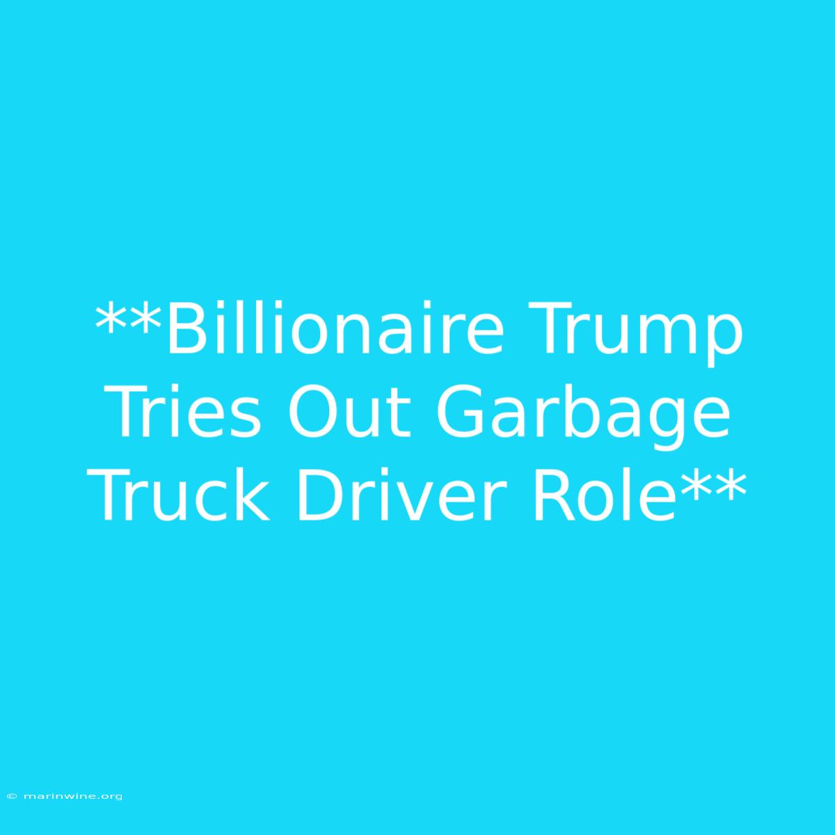 **Billionaire Trump Tries Out Garbage Truck Driver Role**