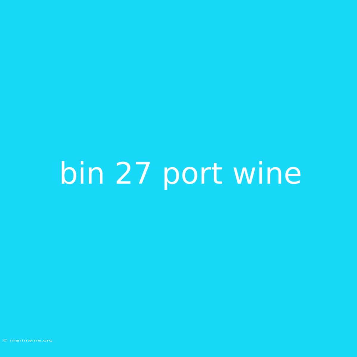 Bin 27 Port Wine