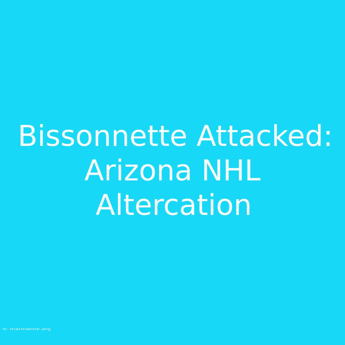 Bissonnette Attacked: Arizona NHL Altercation