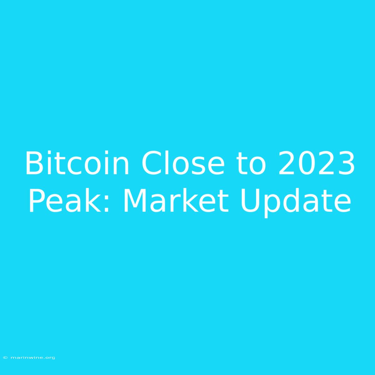 Bitcoin Close To 2023 Peak: Market Update 