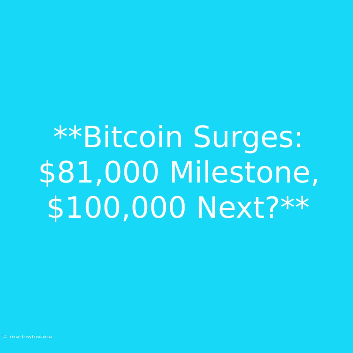 **Bitcoin Surges: $81,000 Milestone, $100,000 Next?** 