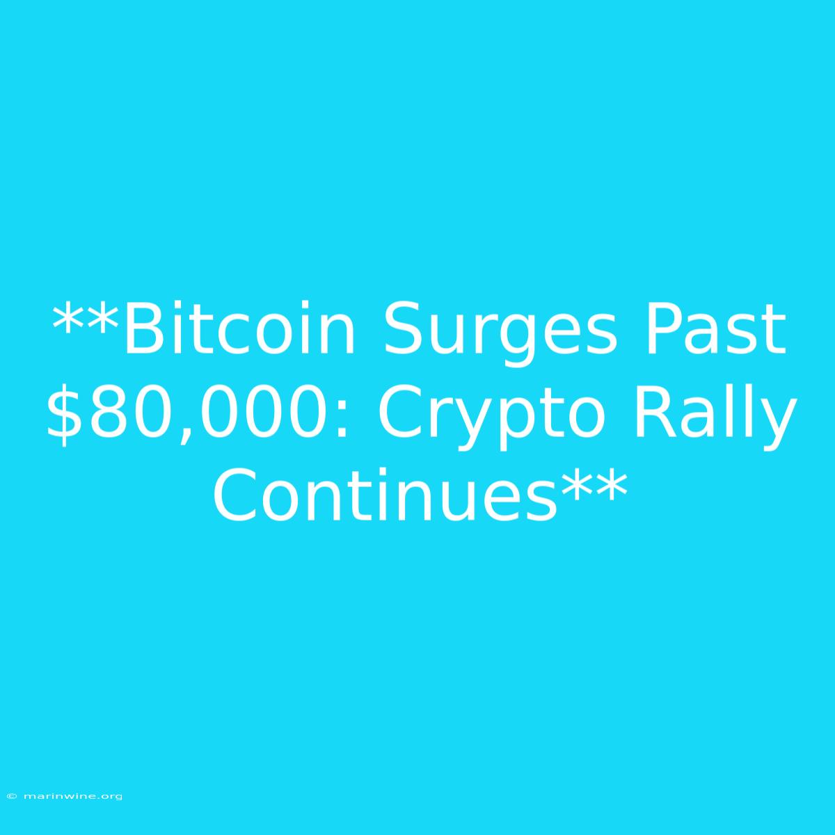 **Bitcoin Surges Past $80,000: Crypto Rally Continues**