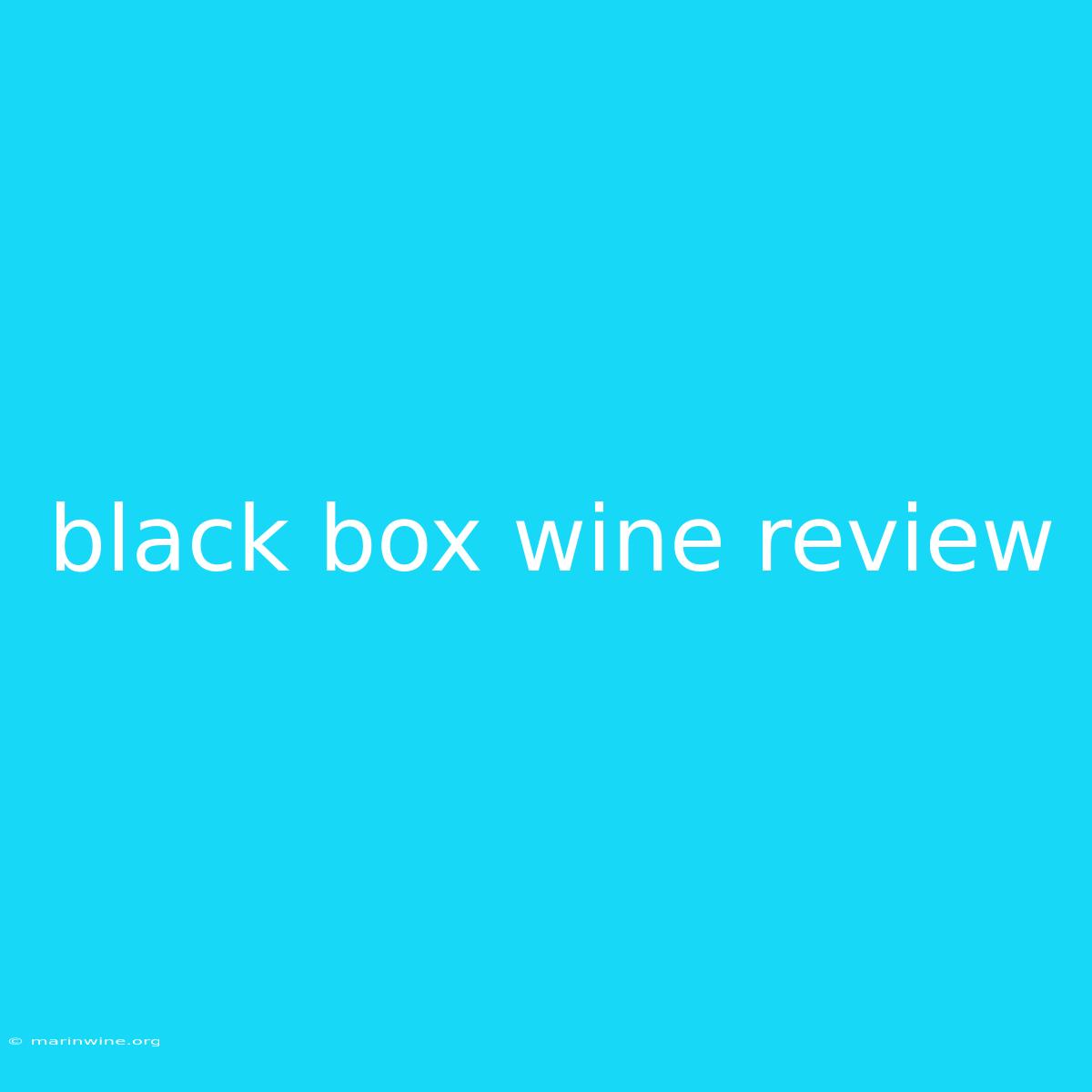 Black Box Wine Review