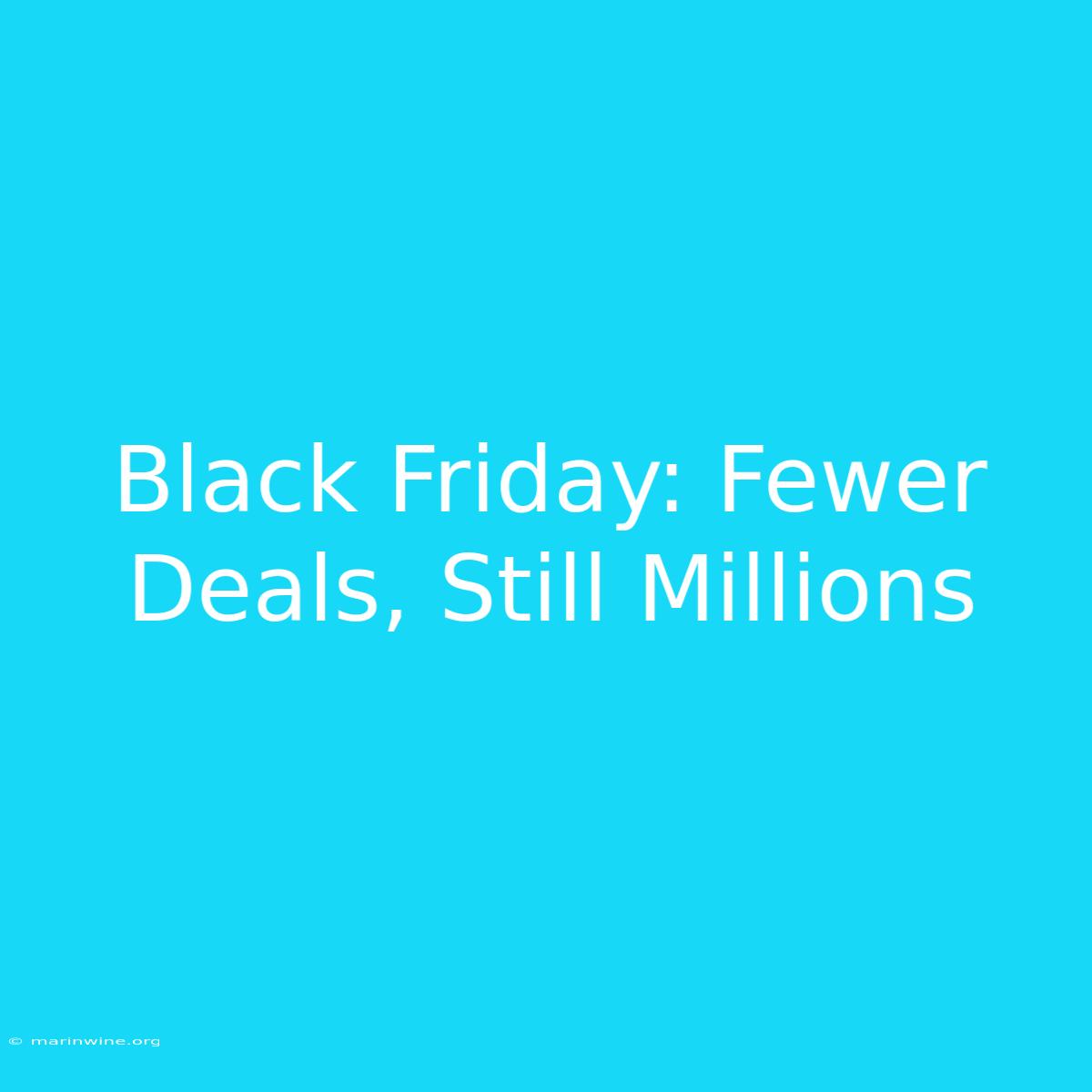 Black Friday: Fewer Deals, Still Millions