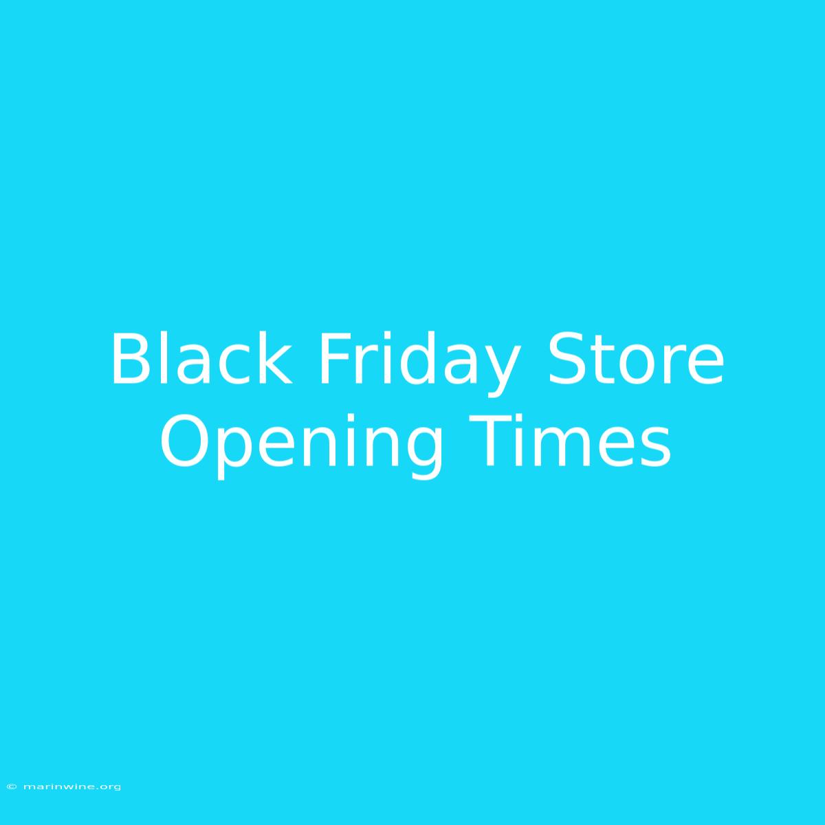 Black Friday Store Opening Times