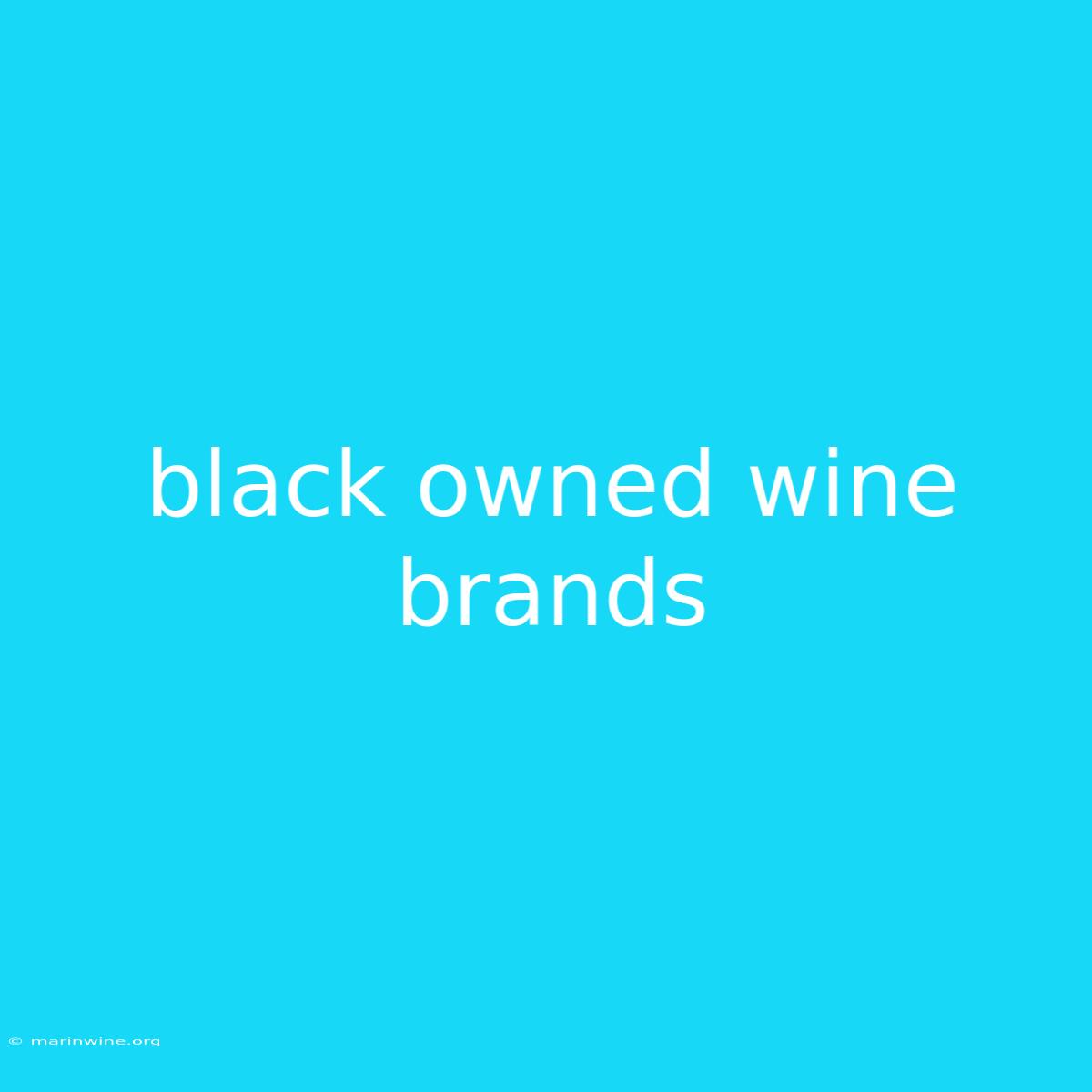 Black Owned Wine Brands