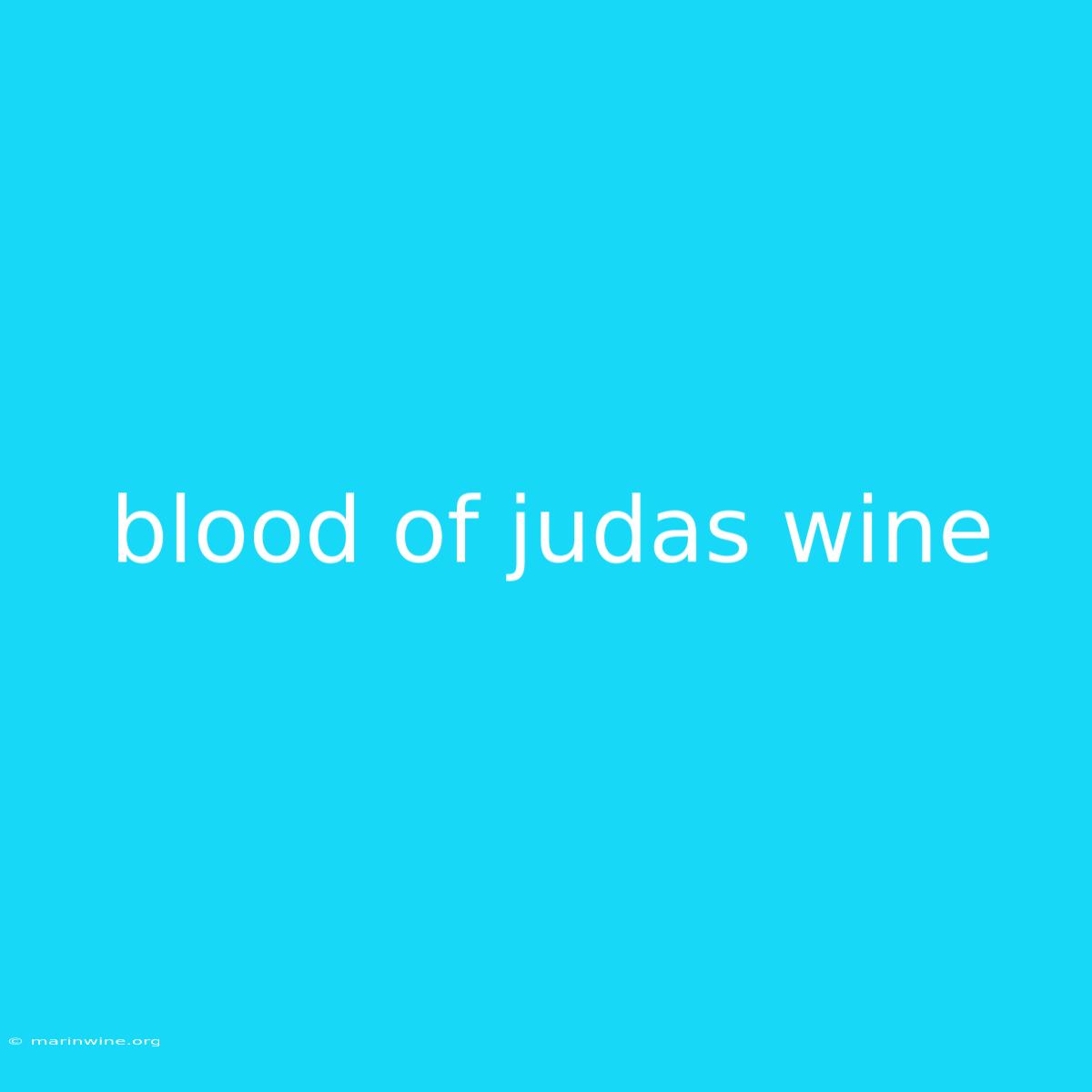 Blood Of Judas Wine