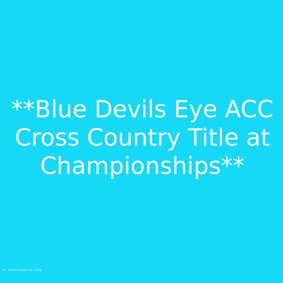 **Blue Devils Eye ACC Cross Country Title At Championships** 