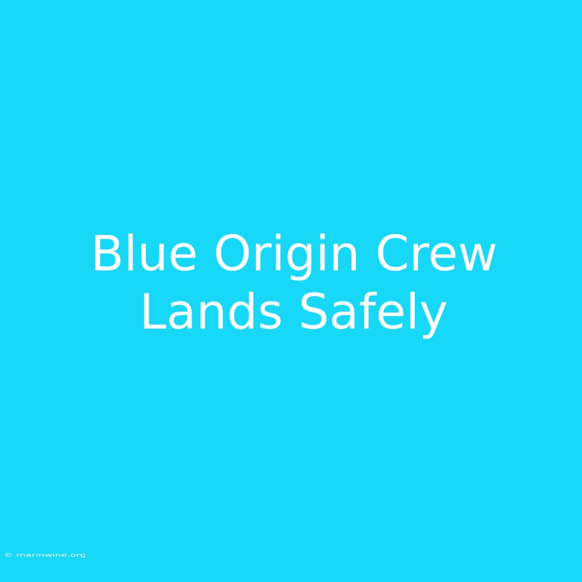 Blue Origin Crew Lands Safely