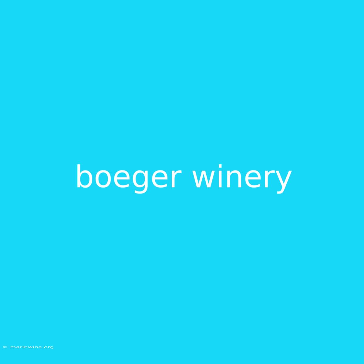 Boeger Winery