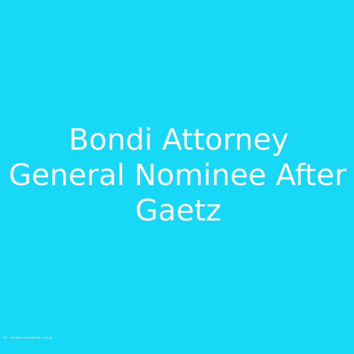 Bondi Attorney General Nominee After Gaetz