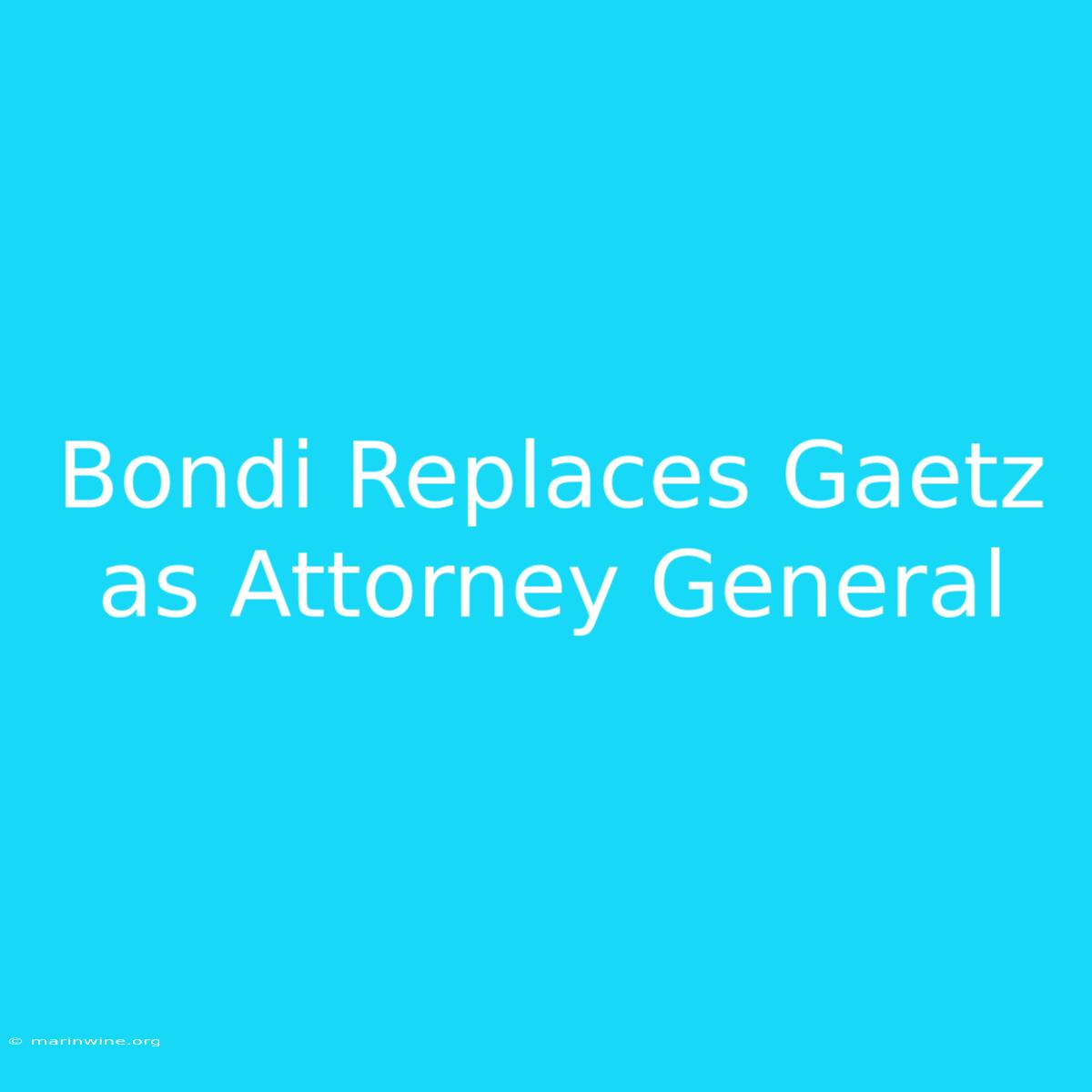 Bondi Replaces Gaetz As Attorney General