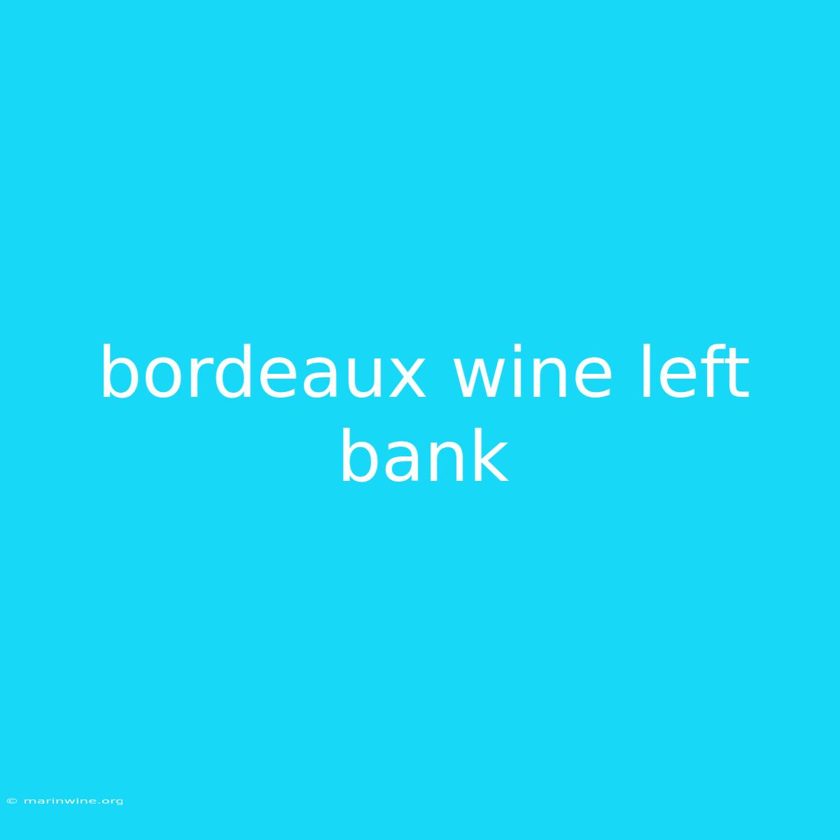 Bordeaux Wine Left Bank