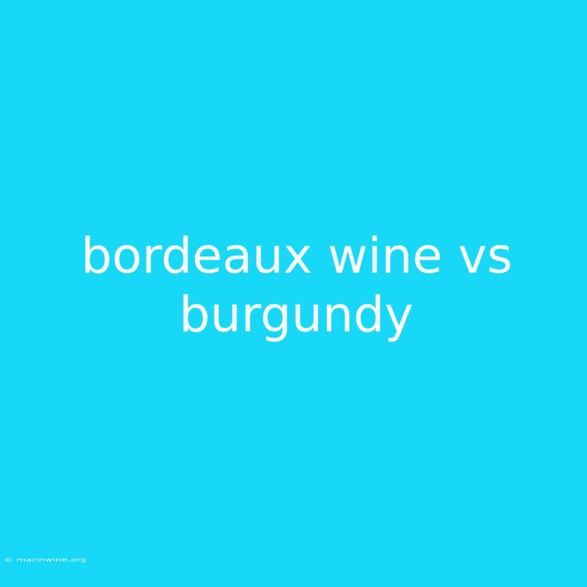 Bordeaux Wine Vs Burgundy