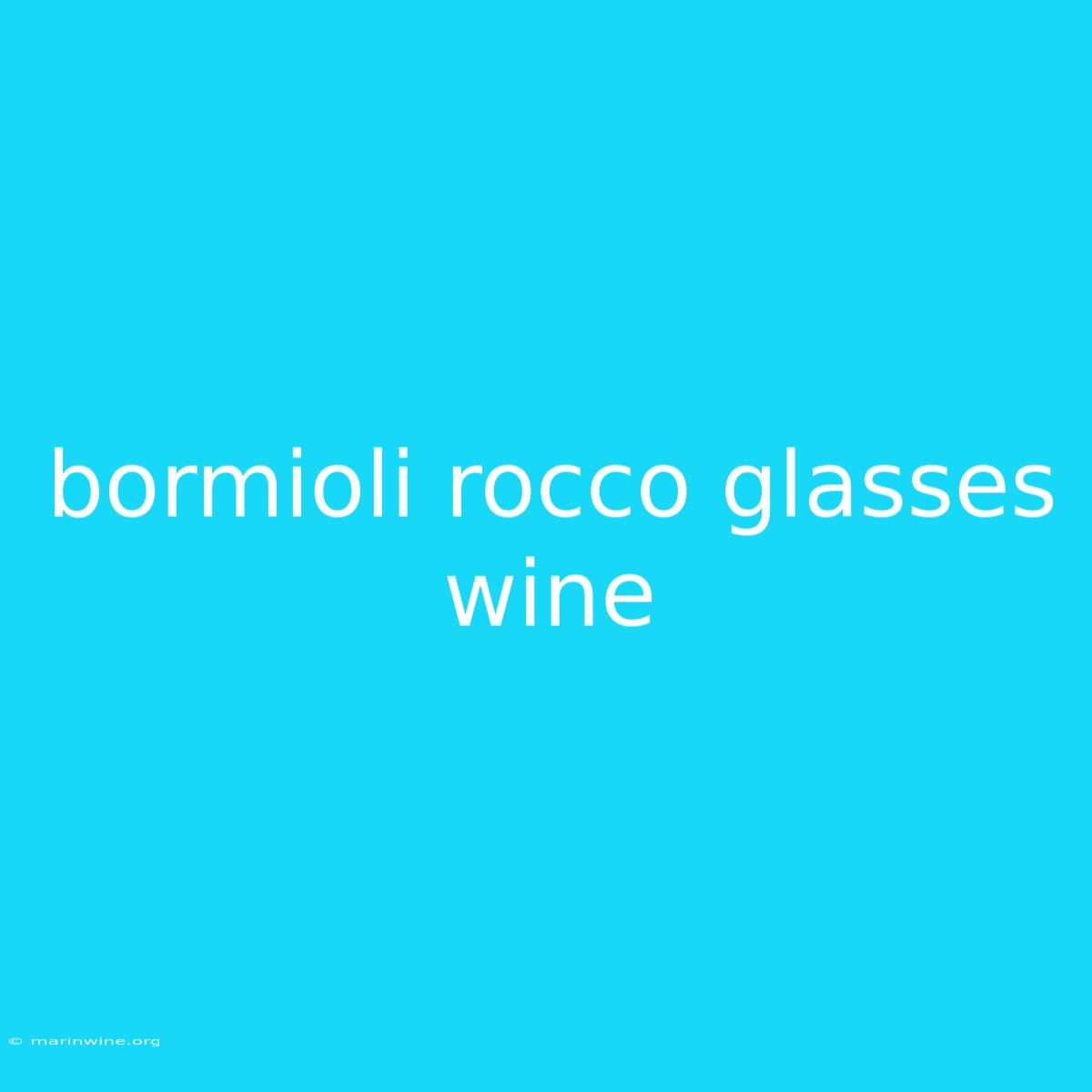 Bormioli Rocco Glasses Wine