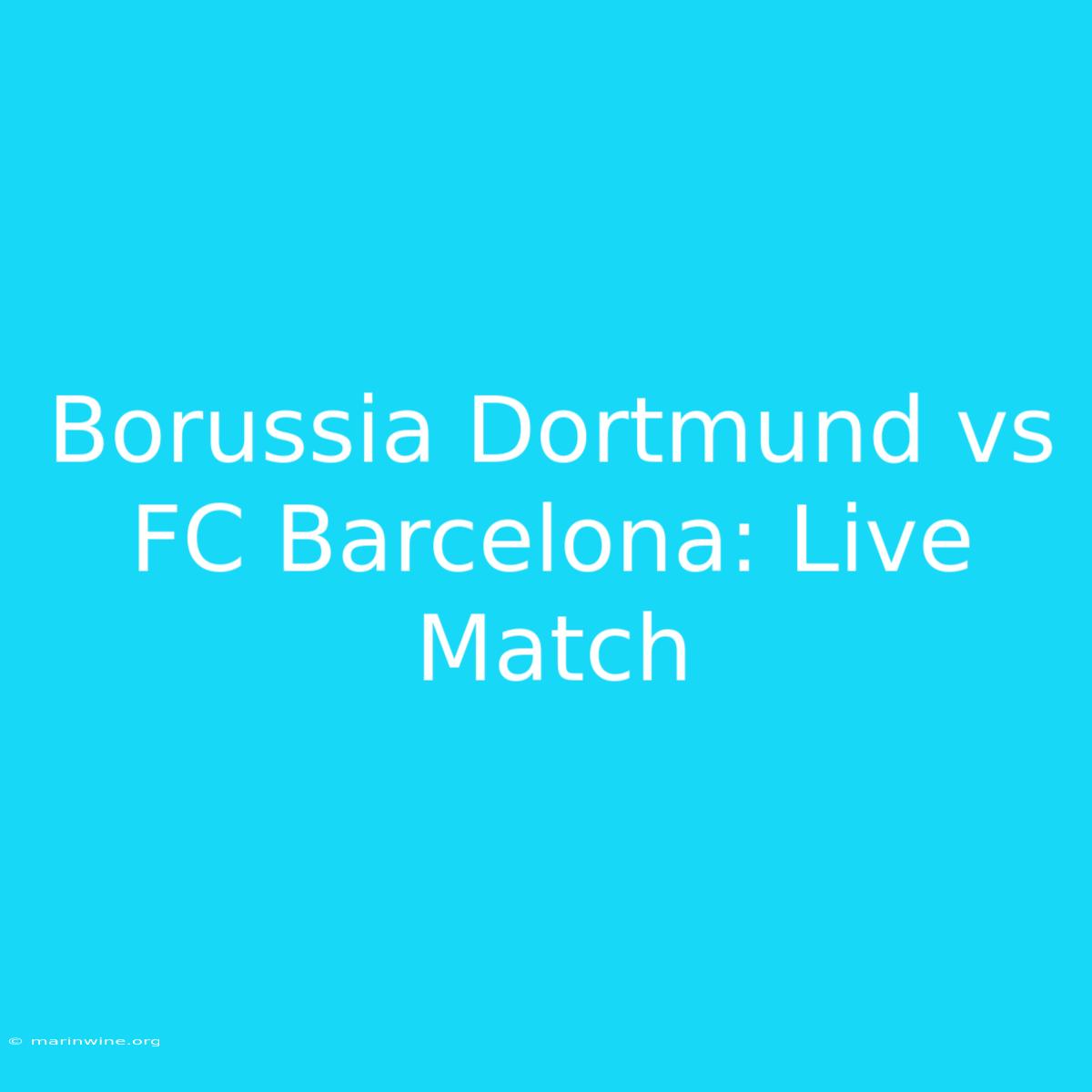 Borussia Dortmund Vs FC Barcelona: Live Match