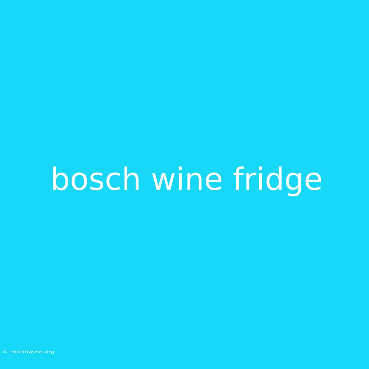 Bosch Wine Fridge