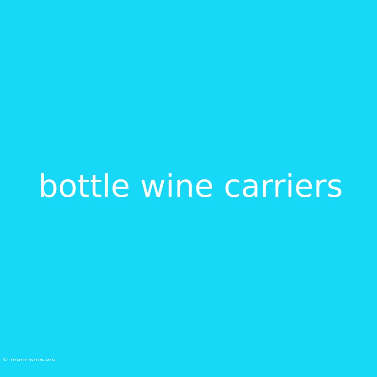 Bottle Wine Carriers