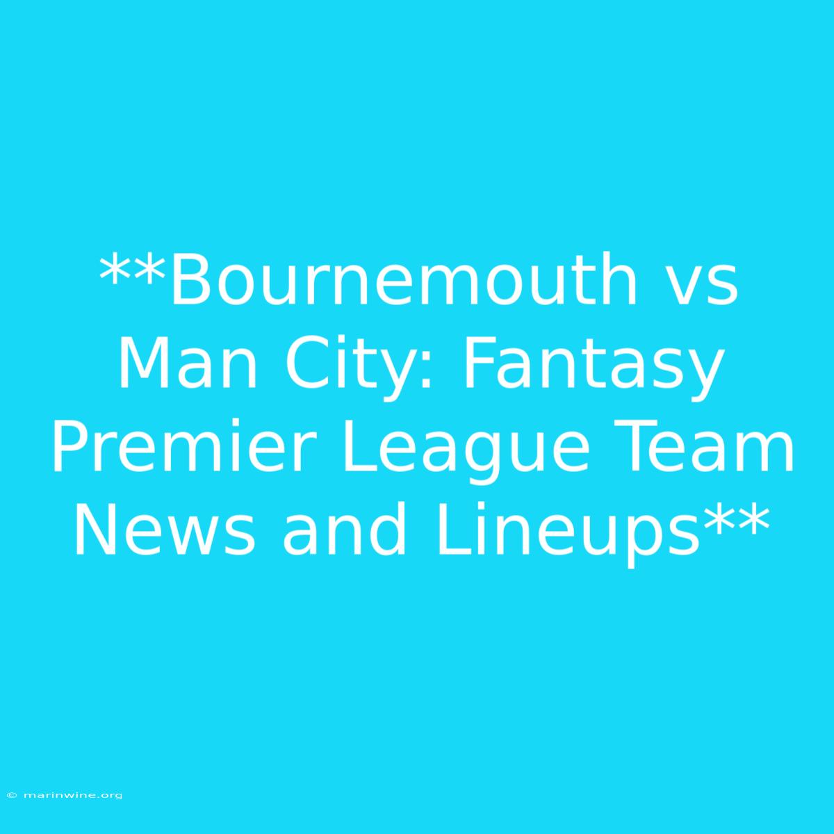 **Bournemouth Vs Man City: Fantasy Premier League Team News And Lineups** 