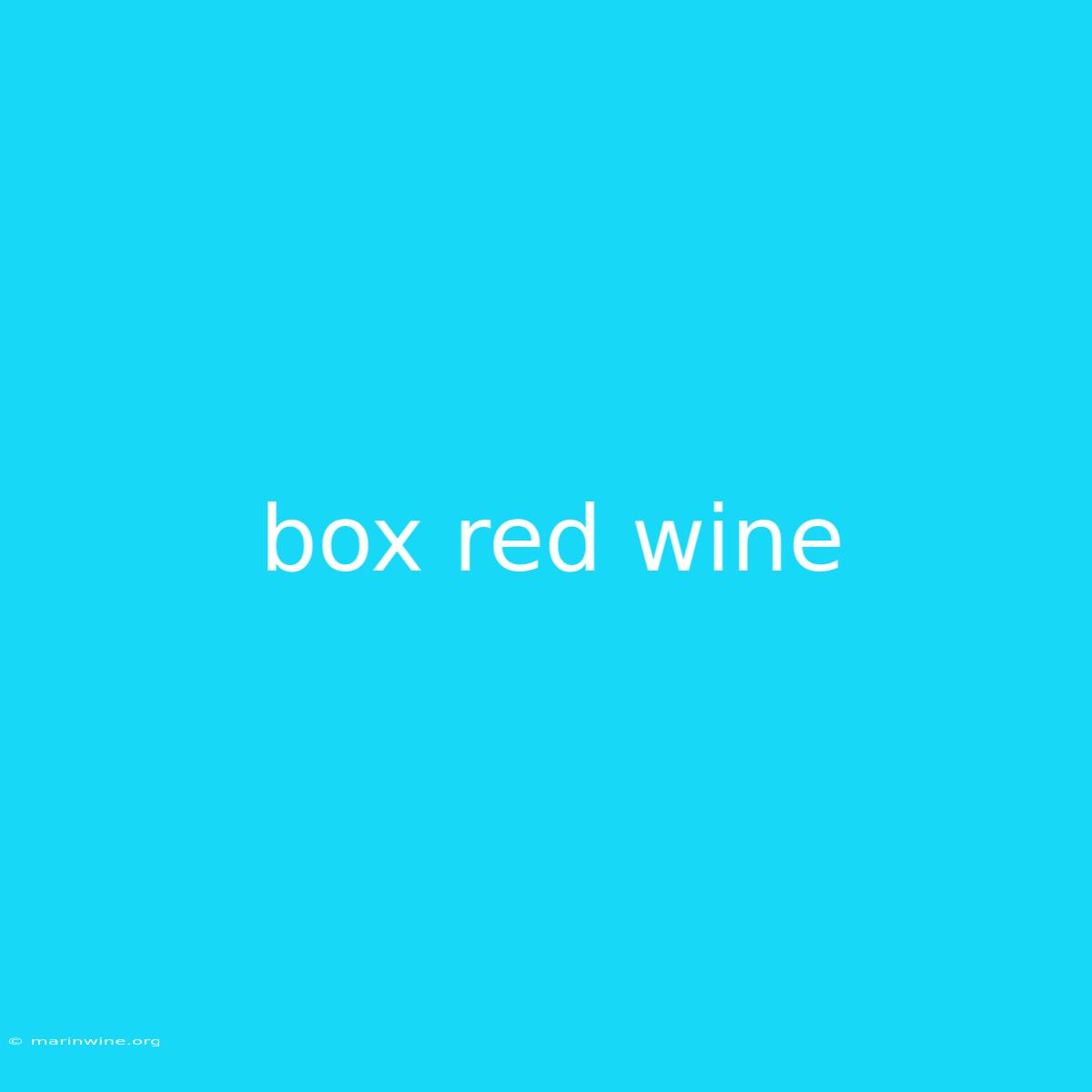 Box Red Wine