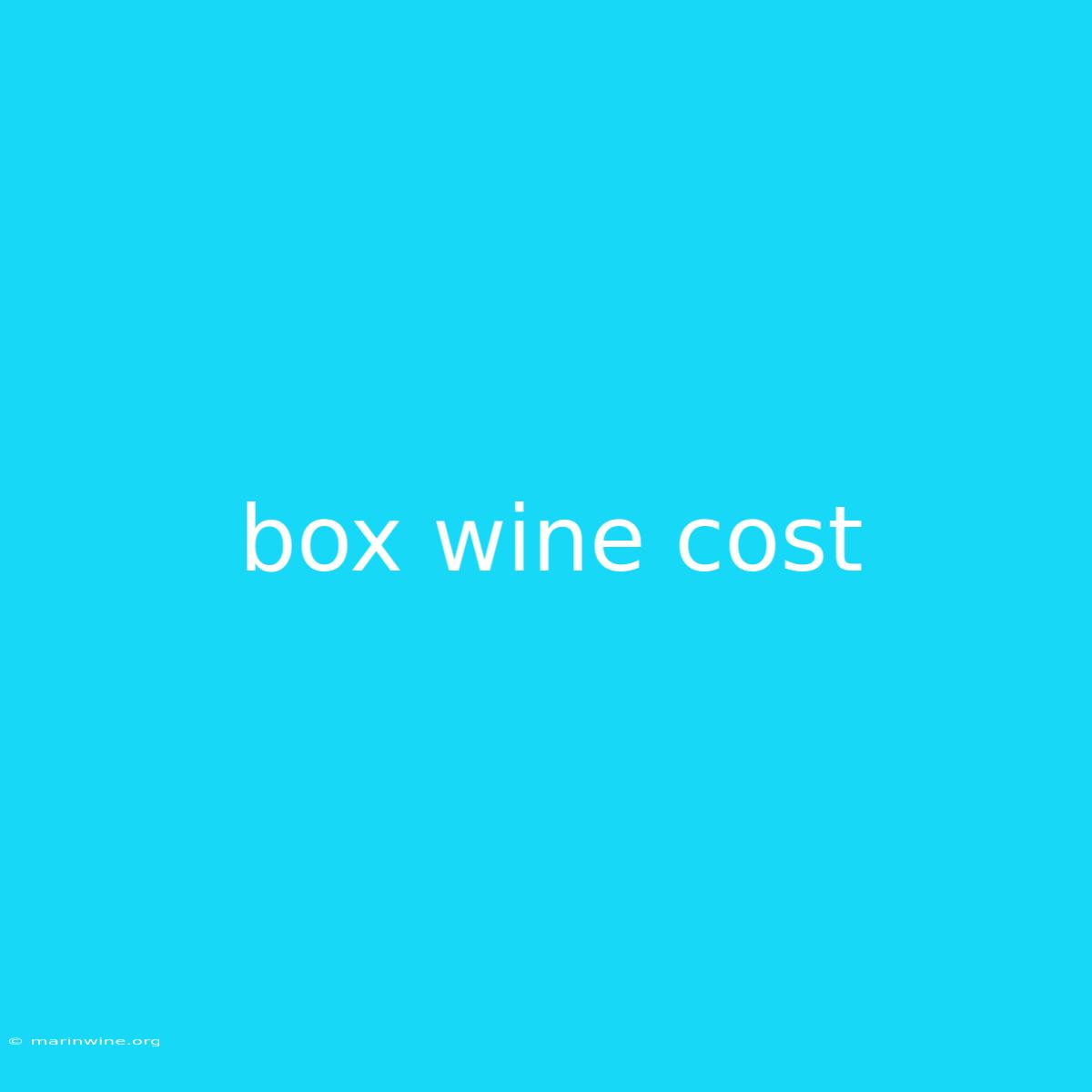 Box Wine Cost