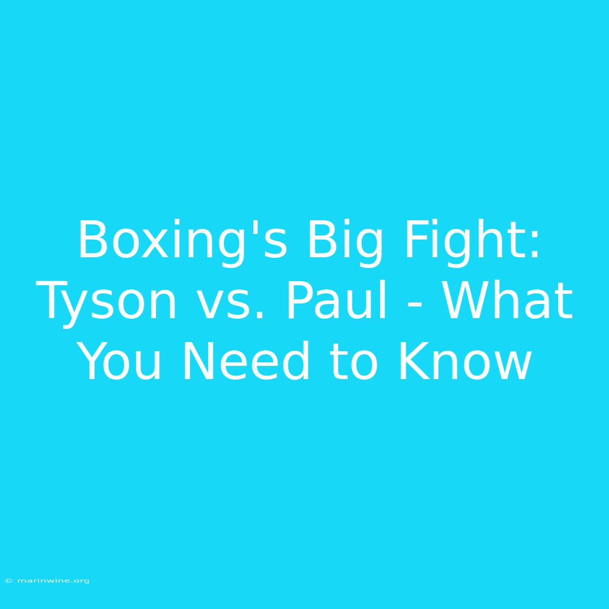 Boxing's Big Fight: Tyson Vs. Paul - What You Need To Know 