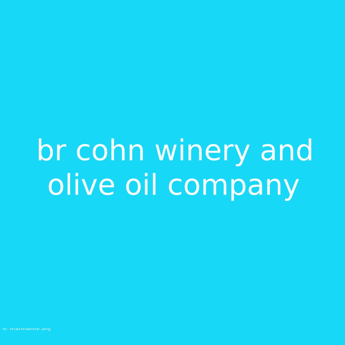 Br Cohn Winery And Olive Oil Company