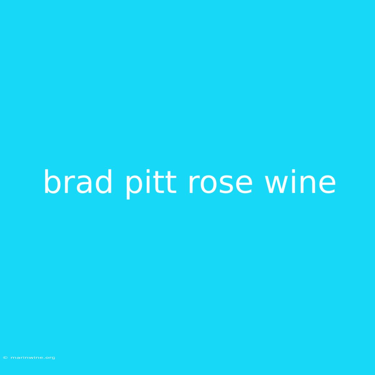 Brad Pitt Rose Wine