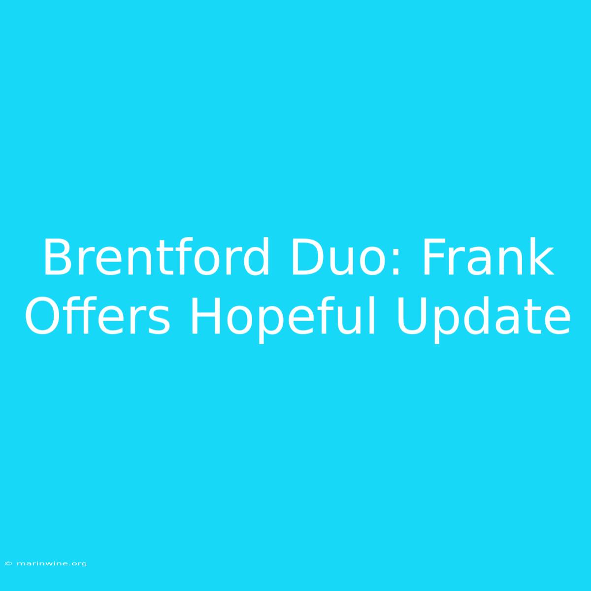 Brentford Duo: Frank Offers Hopeful Update