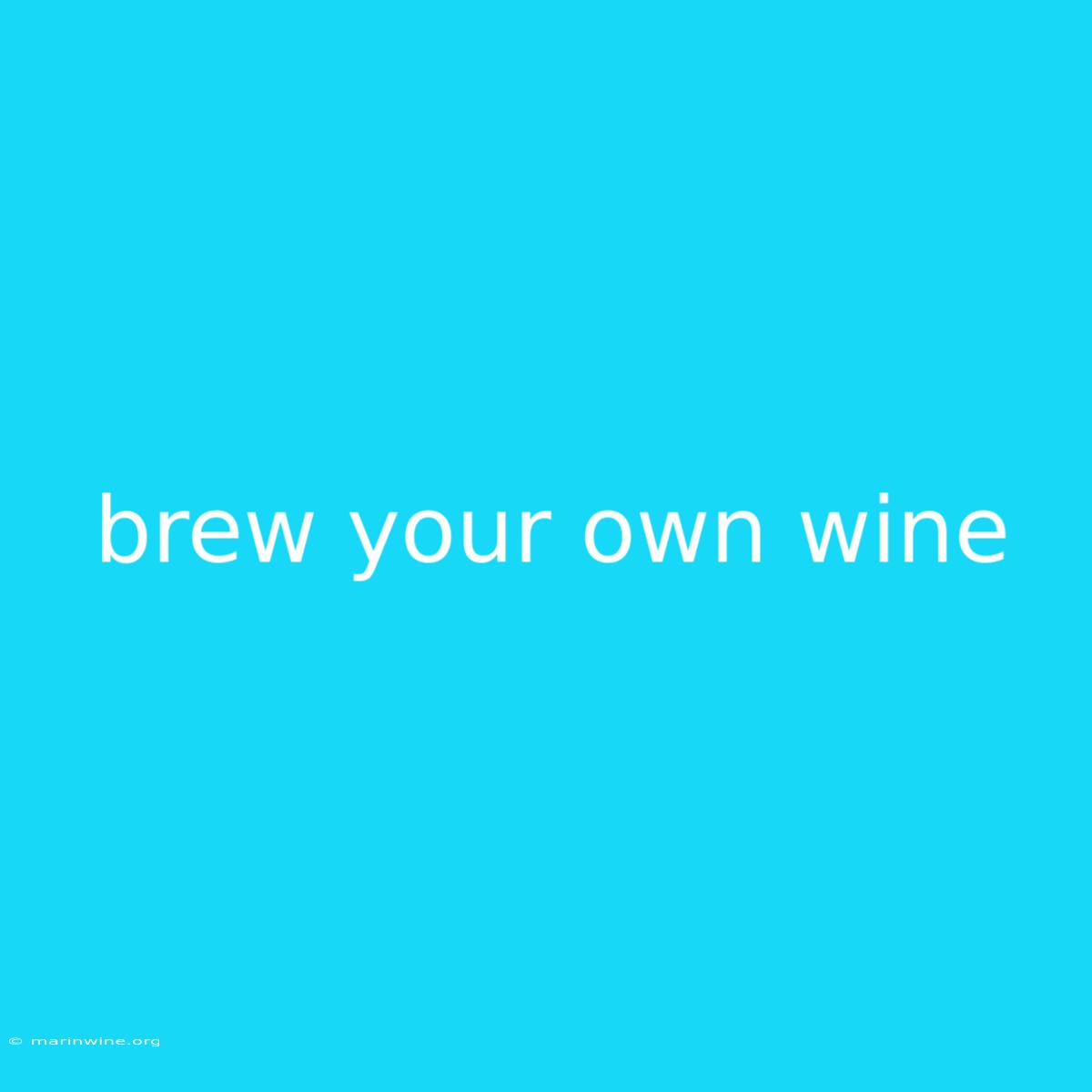 Brew Your Own Wine