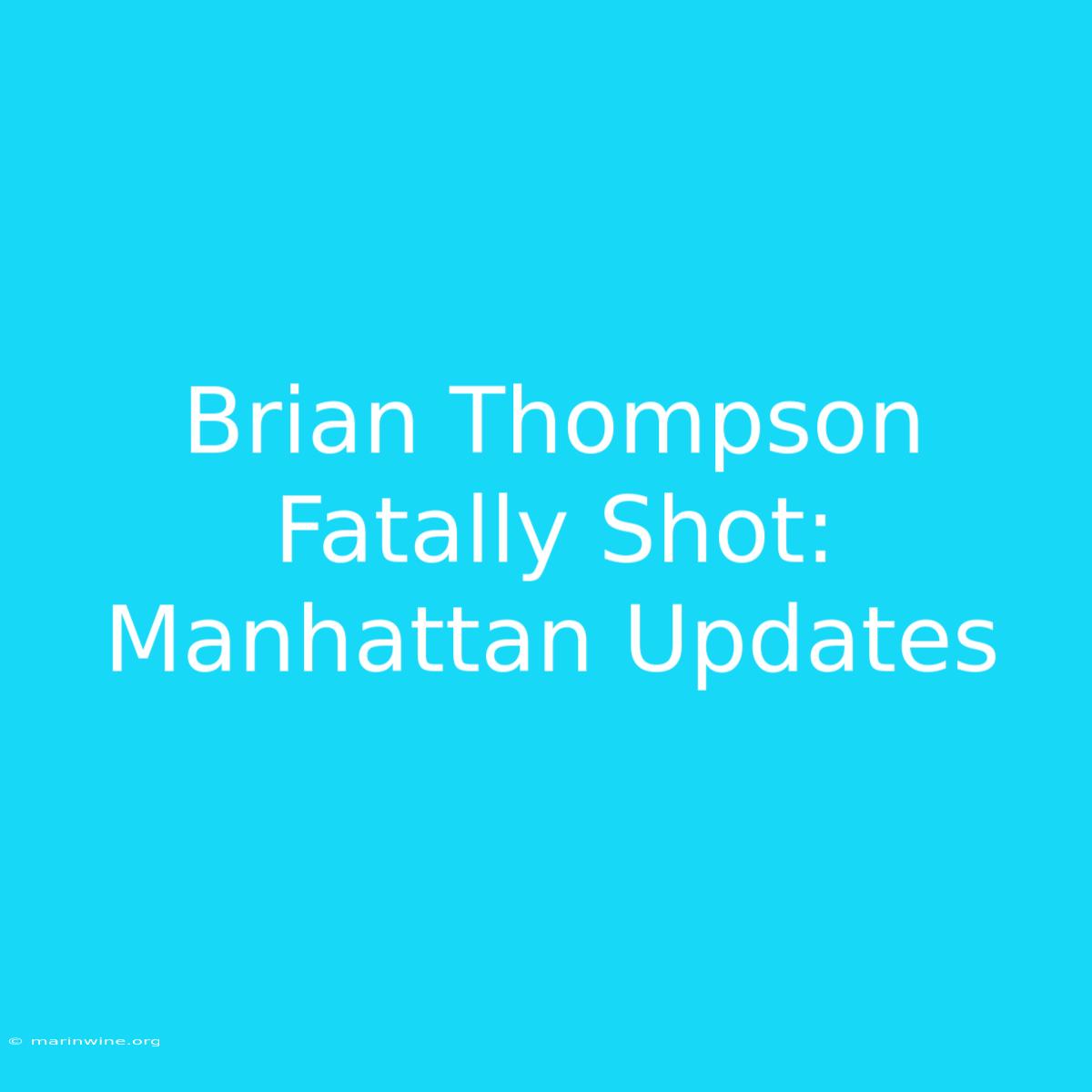 Brian Thompson Fatally Shot: Manhattan Updates