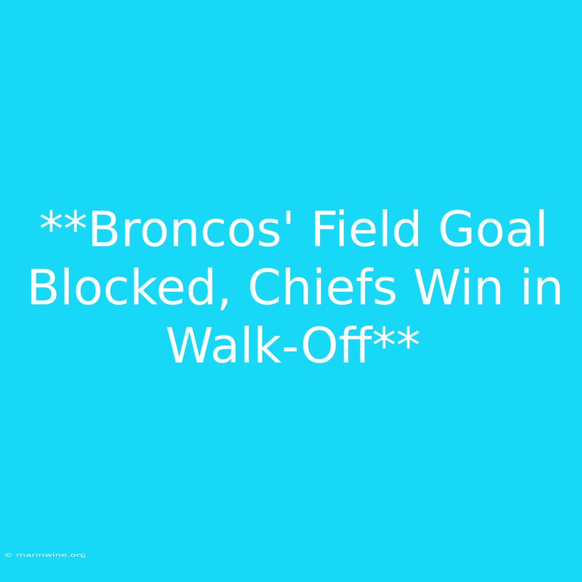 **Broncos' Field Goal Blocked, Chiefs Win In Walk-Off** 