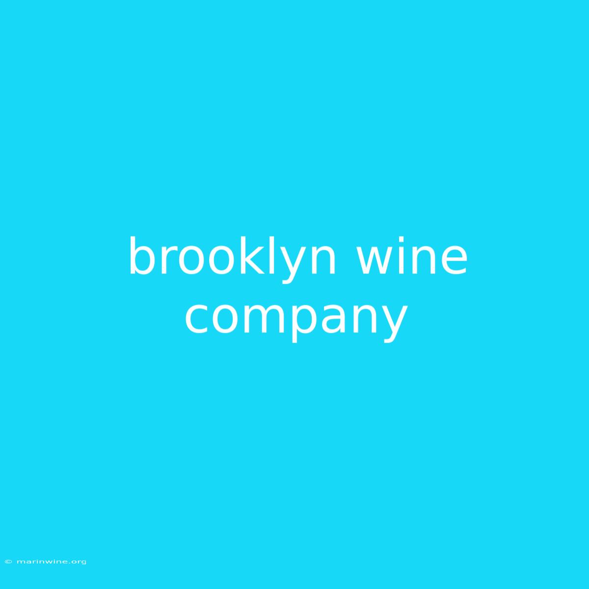 Brooklyn Wine Company