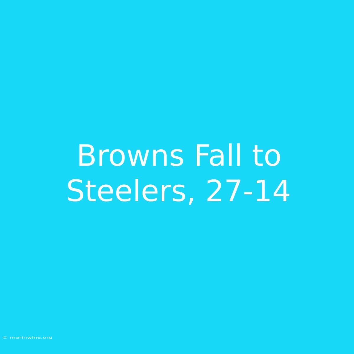 Browns Fall To Steelers, 27-14