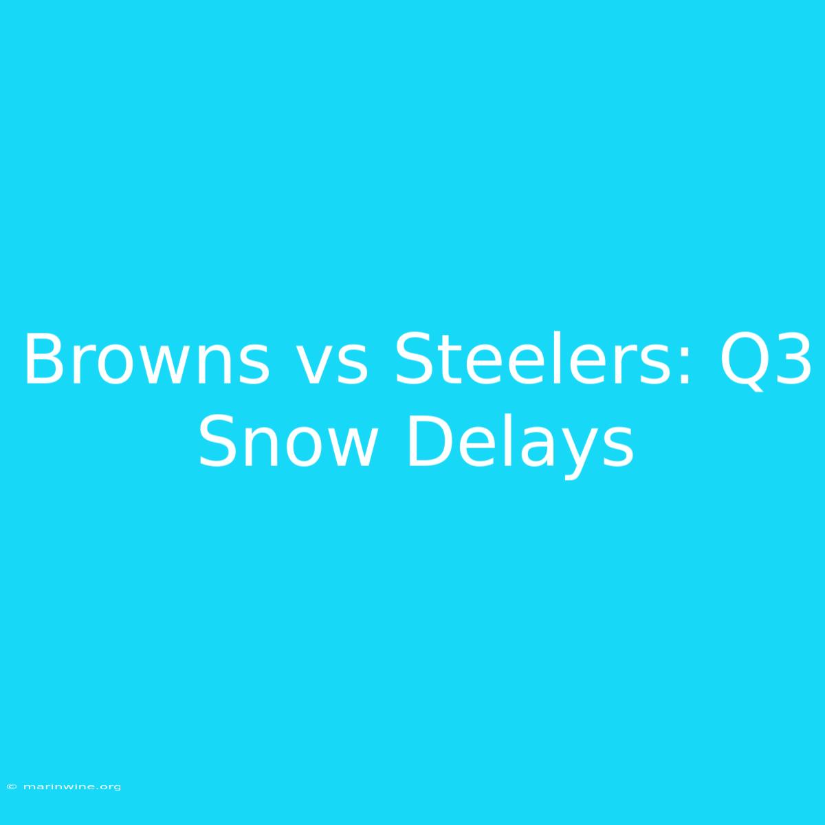 Browns Vs Steelers: Q3 Snow Delays