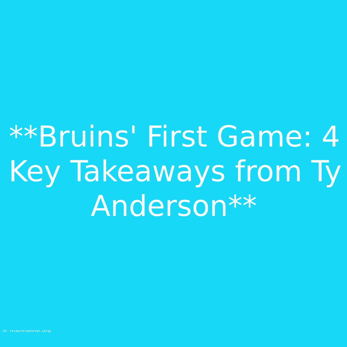 **Bruins' First Game: 4 Key Takeaways From Ty Anderson**