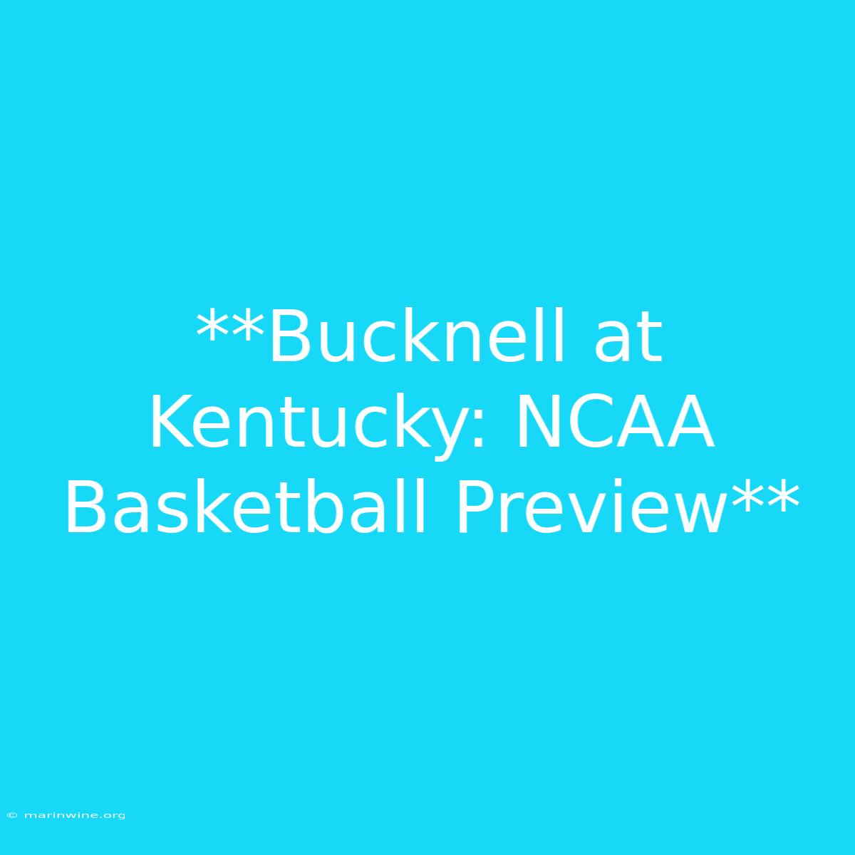 **Bucknell At Kentucky: NCAA Basketball Preview**