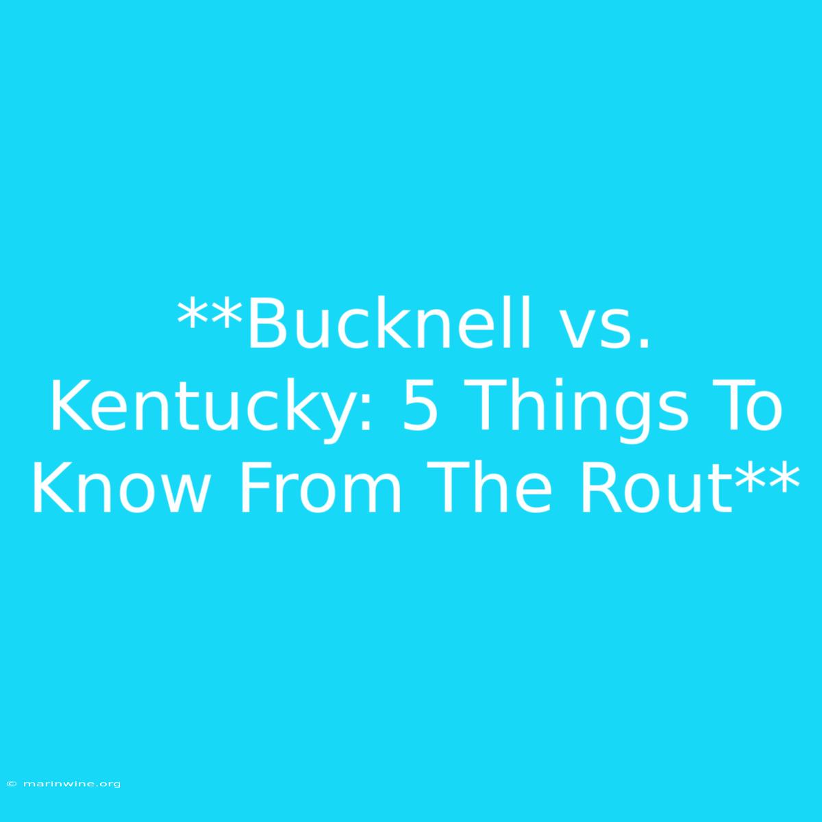 **Bucknell Vs. Kentucky: 5 Things To Know From The Rout**