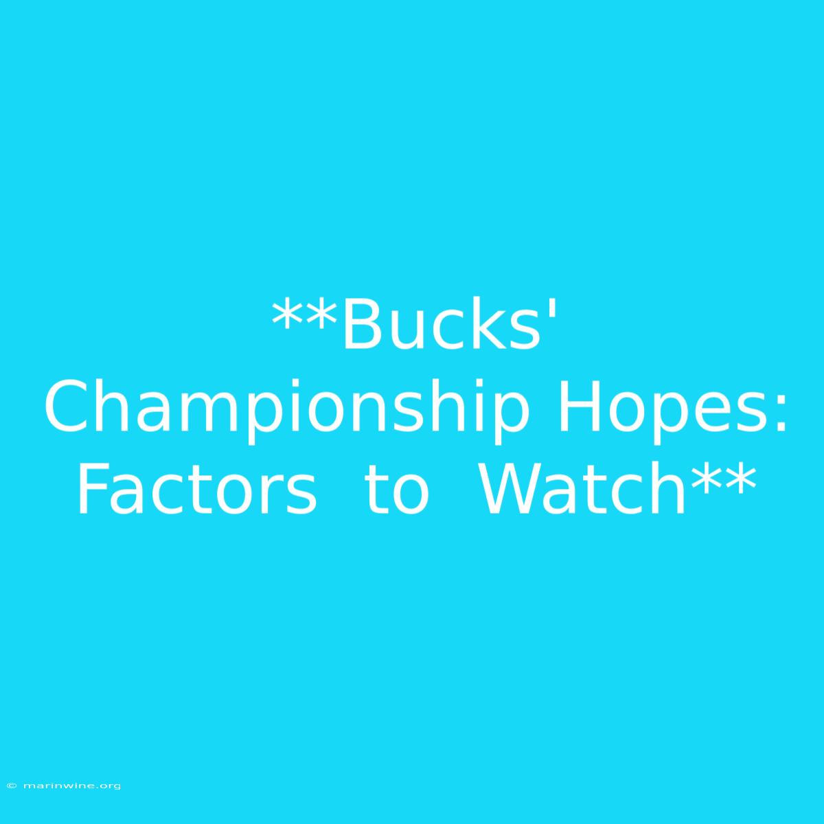 **Bucks' Championship Hopes:  Factors  To  Watch** 