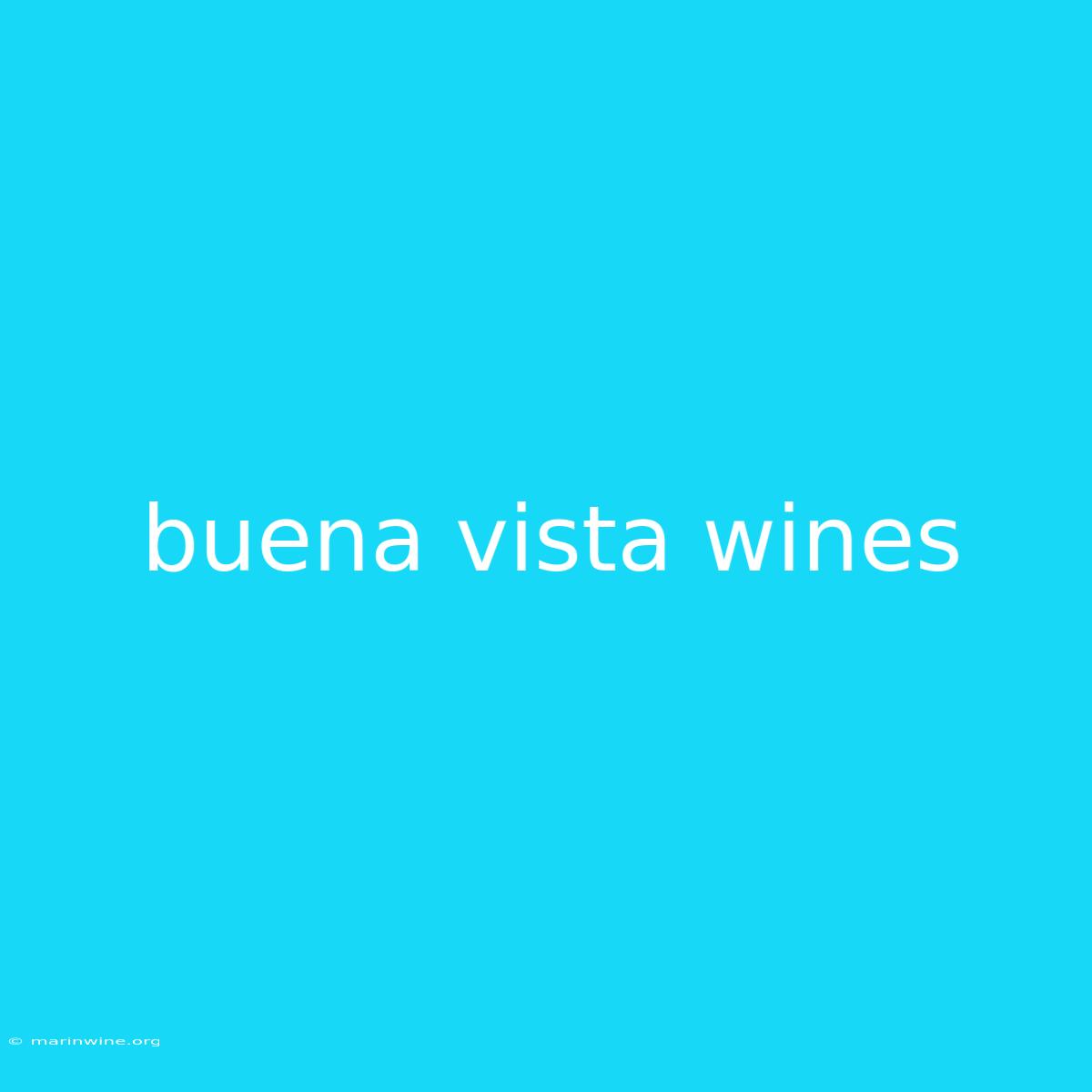 Buena Vista Wines