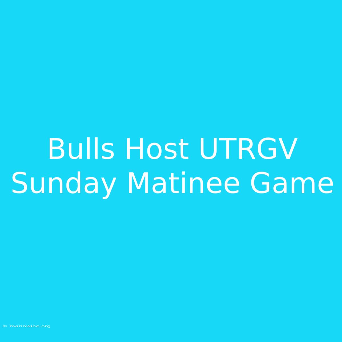 Bulls Host UTRGV Sunday Matinee Game